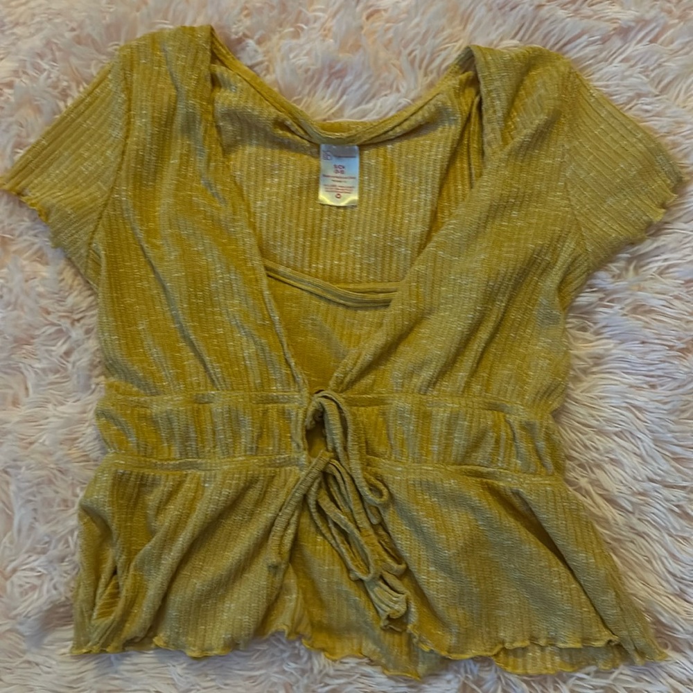 No Boundaries Mustard Yellow 2 Piece Top w/ tank top